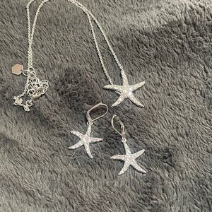 Starfish Pendant Necklace and Earrings Set